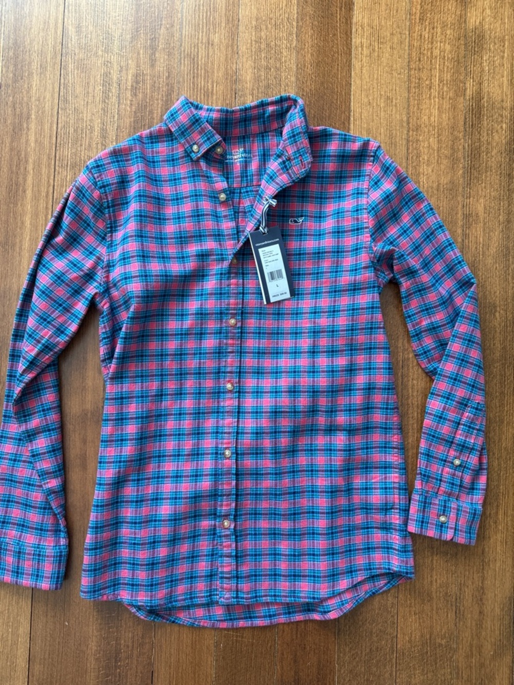 Vineyard Vines Pink and Blue Plaid Kids Button-Down Shirt